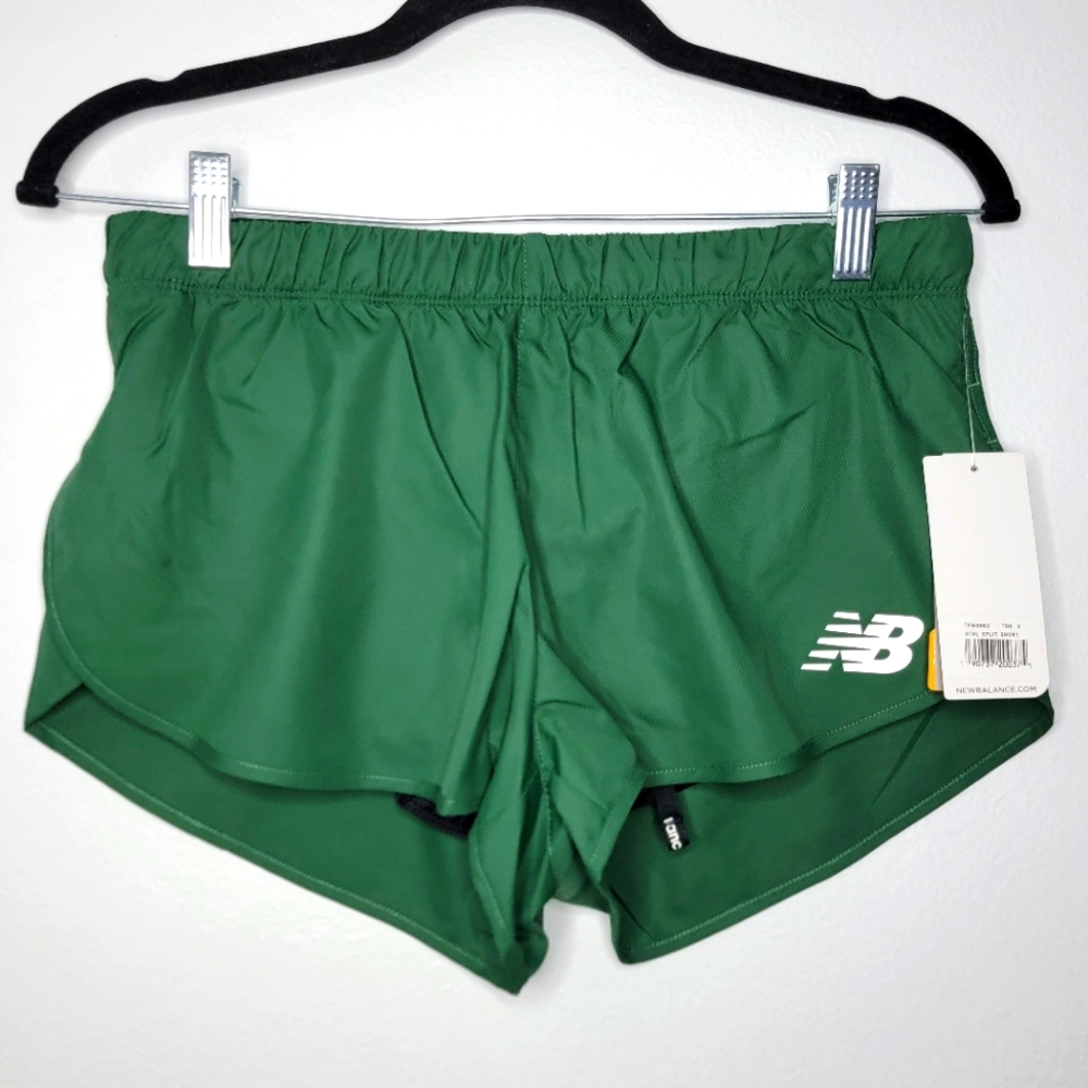 New Balance Green Athletic Women's Shorts Pants Small Running Yoga 2 Inch Split